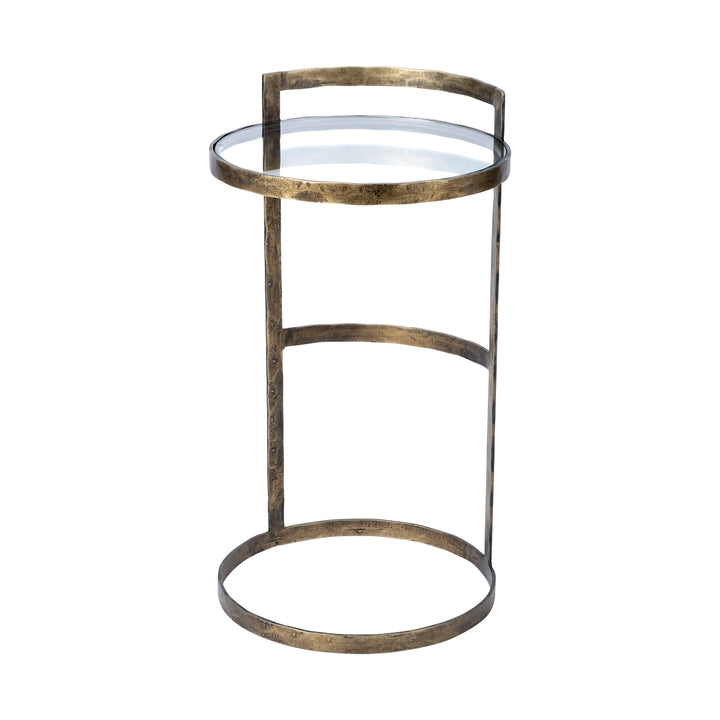 Reimer 15L x 15W Gold Round Glass Top W/Metal Frame Accent Table Decor Mercana