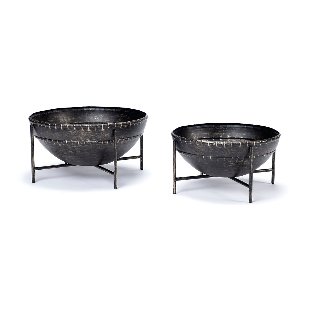 Cauldron (Set of 2) Brown Metal Bowls Decor Mercana