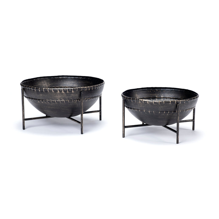 Cauldron (Set of 2) Brown Metal Bowls Decor Mercana