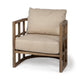 Skylar II Tan Fabric Covered Cushioned Demi-Lune Wooden Frame Accent Chair Living Room Mercana