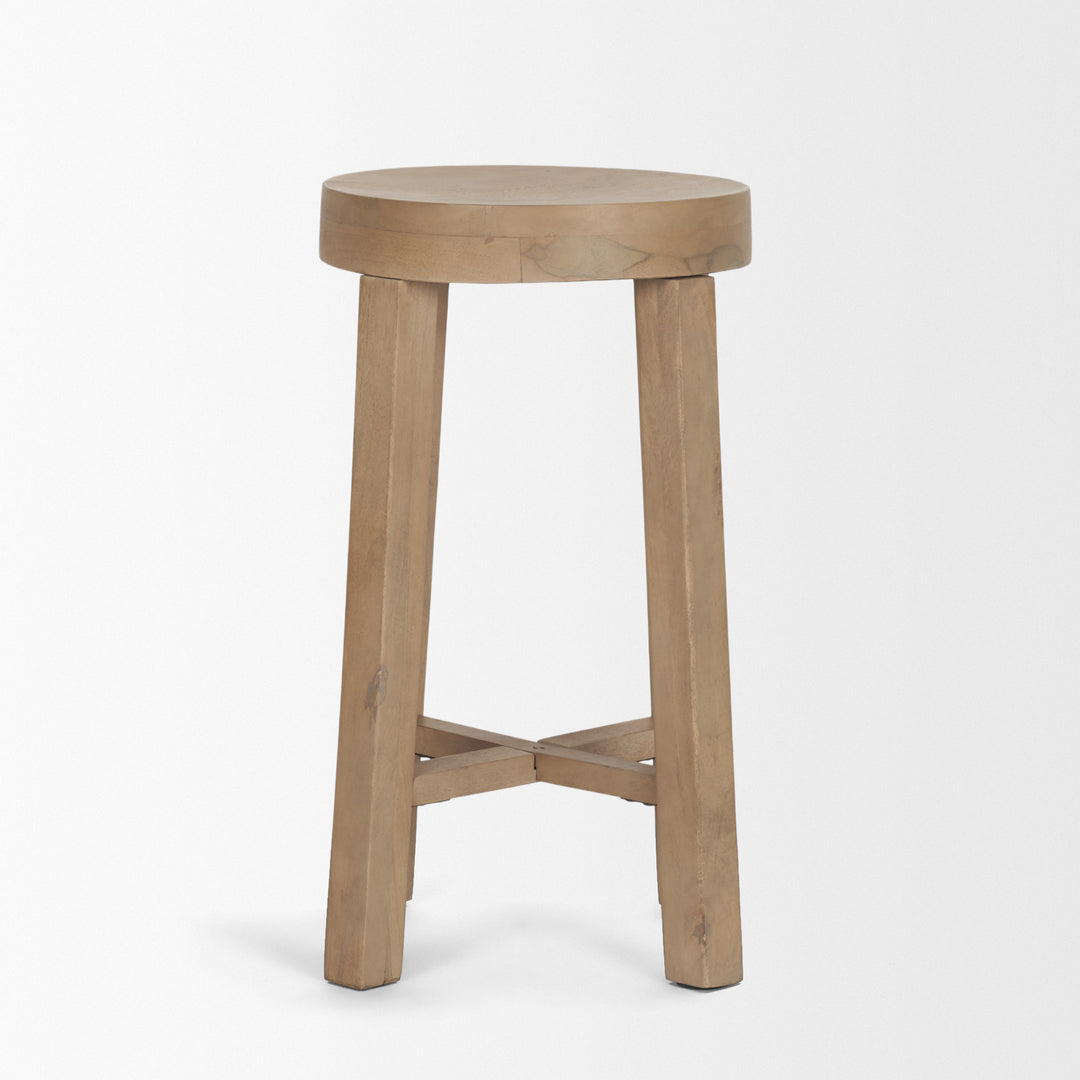 Brahma 26" Total Height White Washed Wood Stool Dining Room Mercana