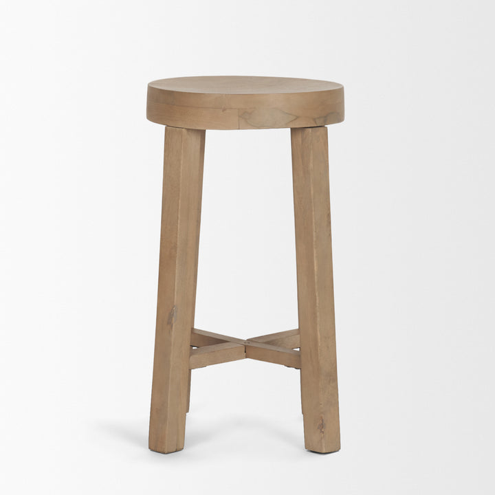Brahma 26" Total Height White Washed Wood Stool Dining Room Mercana