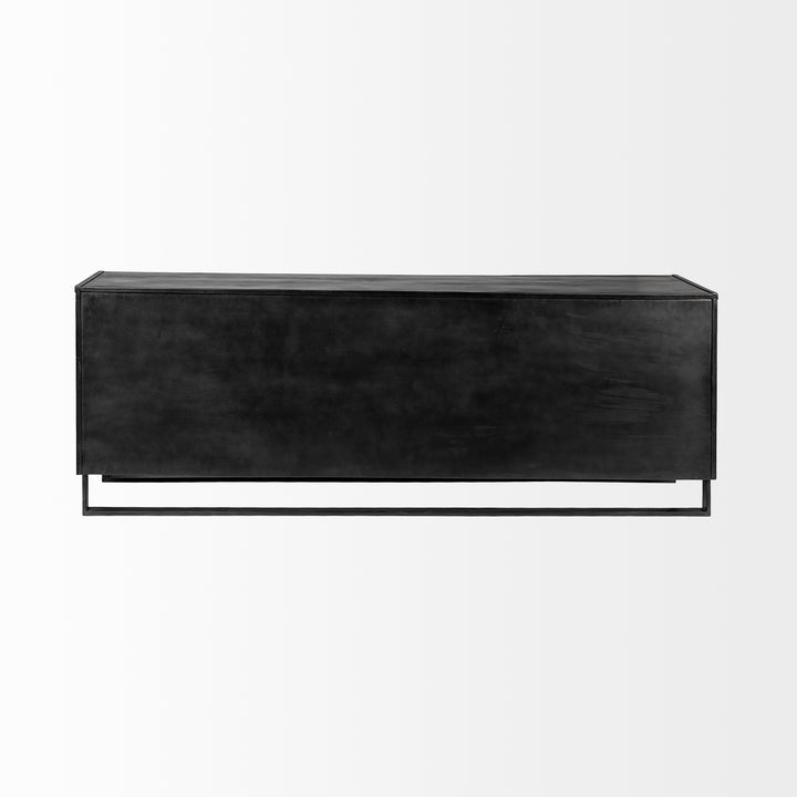 Alvin 82x20 Brown Solid Wood With Black Metal Frame 3 Drawer 2 Cabinet Door Sideboard Bedroom Mercana