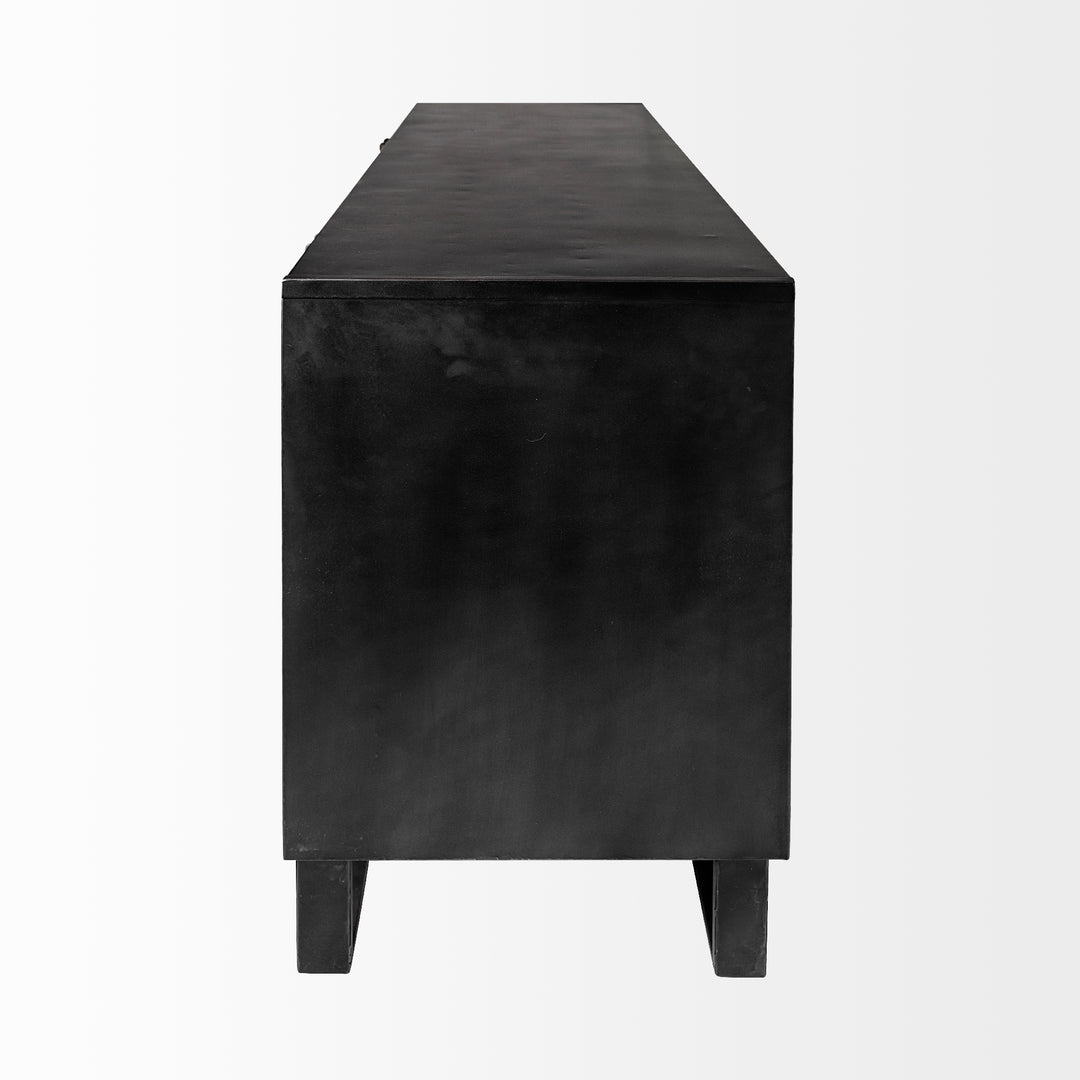 Alvin 82x20 Brown Solid Wood With Black Metal Frame 3 Drawer 2 Cabinet Door Sideboard Bedroom Mercana