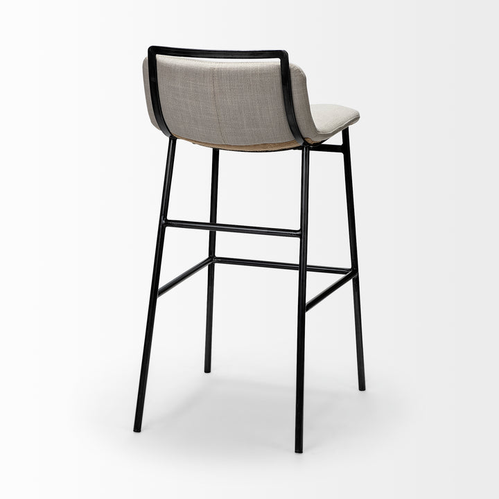 Kavalan 37.5" Total Height Beige Upholstered Seat Gray Metal Frame Bar Stool Dining Room Mercana