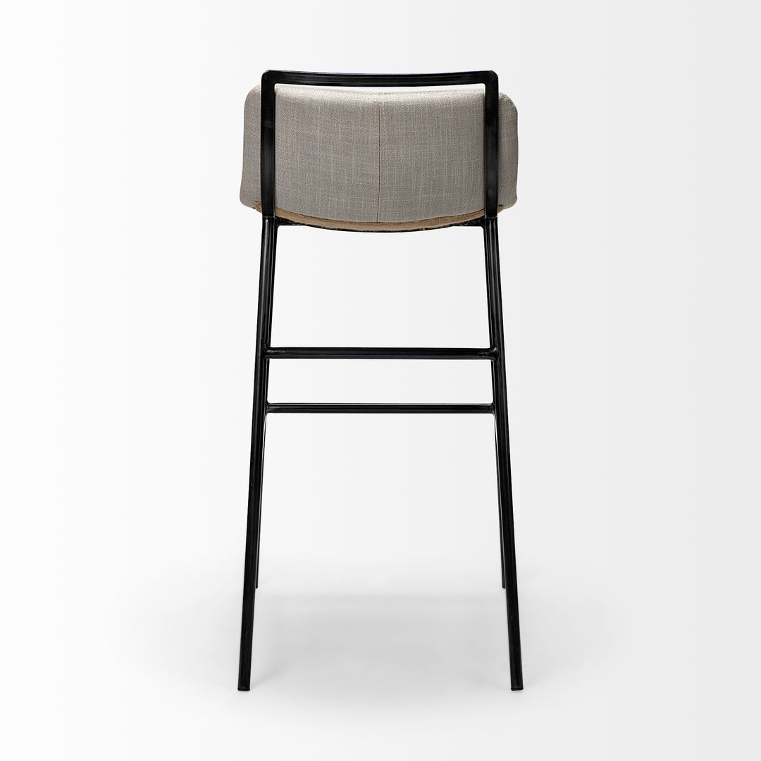 Kavalan 37.5" Total Height Beige Upholstered Seat Gray Metal Frame Bar Stool Dining Room Mercana