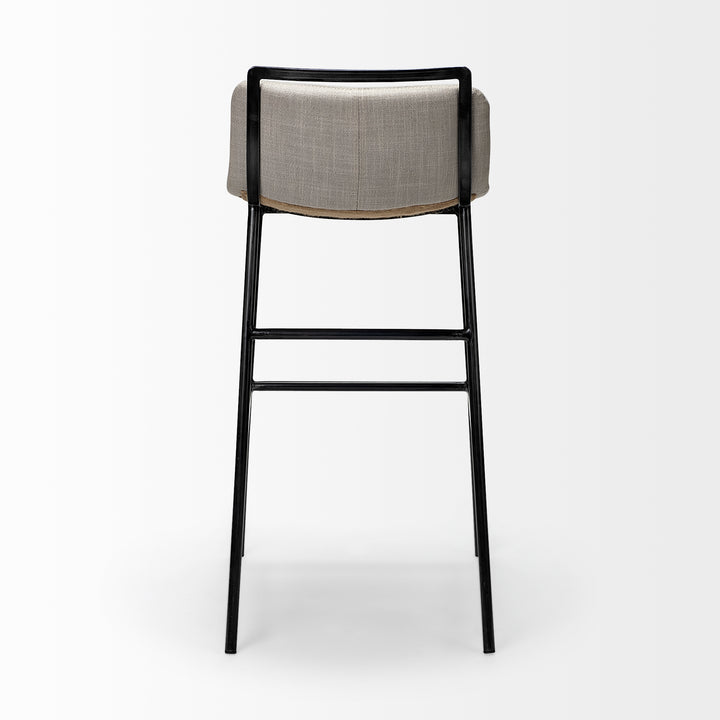 Kavalan 37.5" Total Height Beige Upholstered Seat Gray Metal Frame Bar Stool Dining Room Mercana