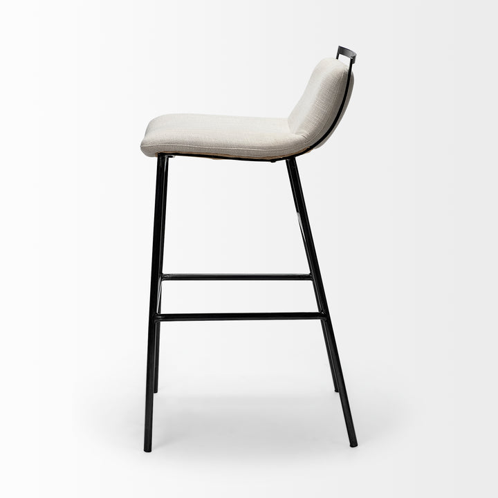 Kavalan 37.5" Total Height Beige Upholstered Seat Gray Metal Frame Bar Stool Dining Room Mercana