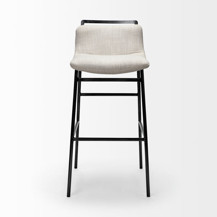 Kavalan 37.5" Total Height Beige Upholstered Seat Gray Metal Frame Bar Stool Dining Room Mercana