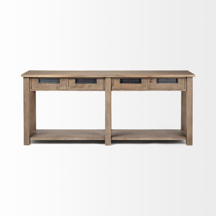 Harrelson III 72L x 18W Brown Wood 4 Drawer Console Table Dining Room Mercana