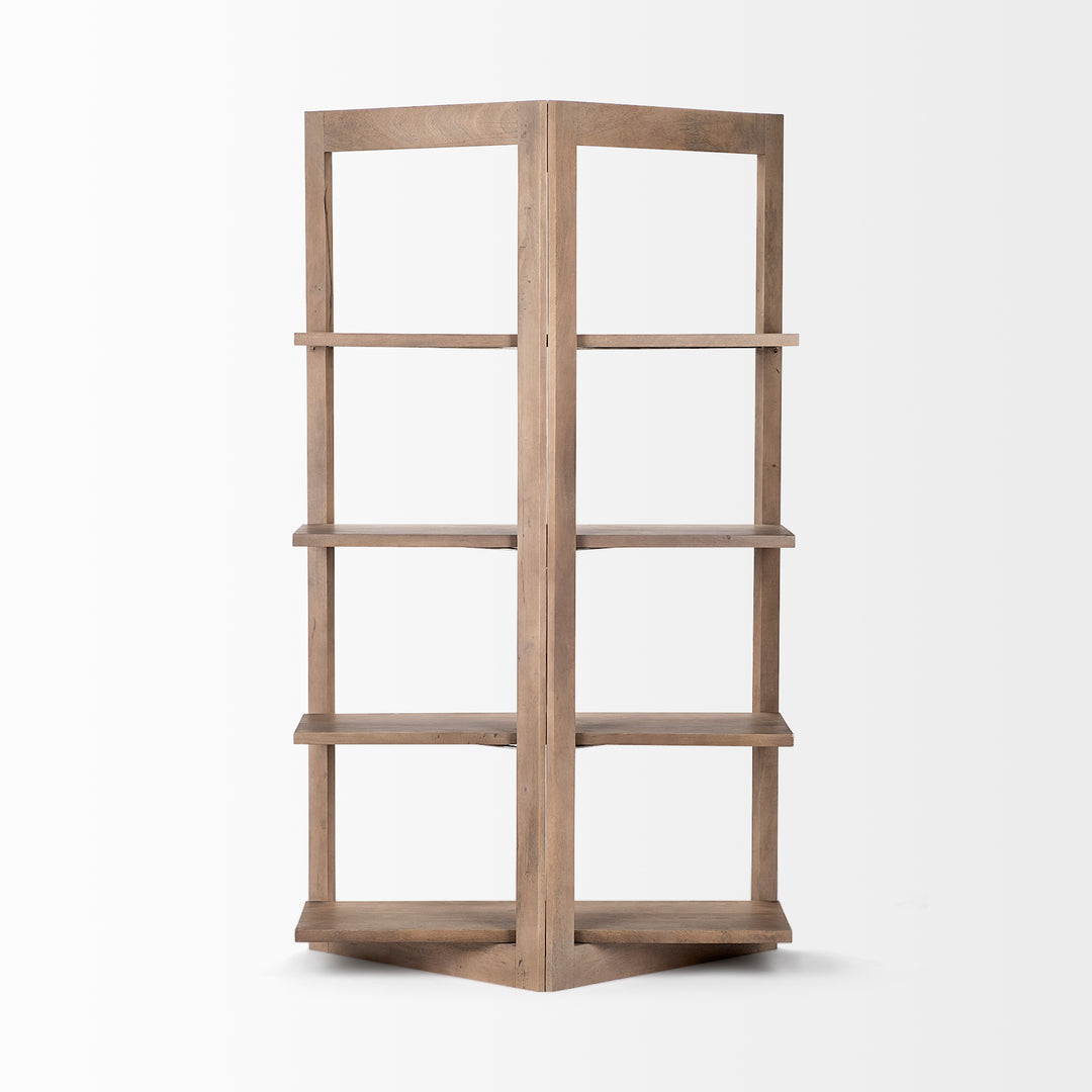 Turnbull I Light Brown Wood Four Shelf Shelving Unit Living Room Mercana