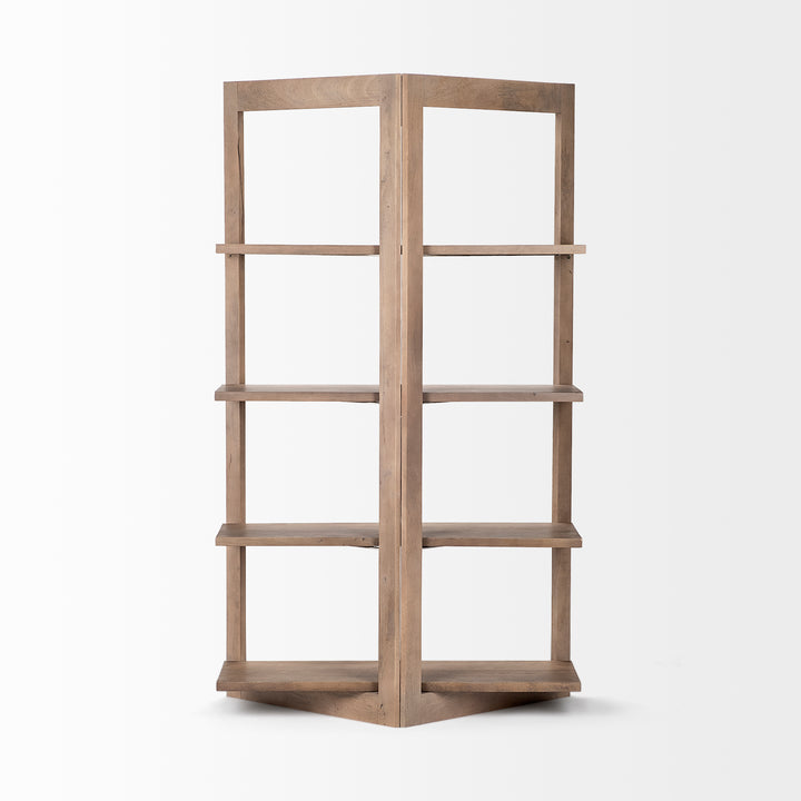 Turnbull I Light Brown Wood Four Shelf Shelving Unit Living Room Mercana