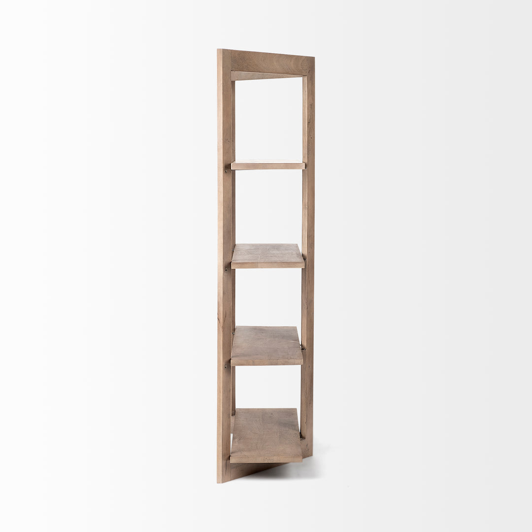 Turnbull I Light Brown Wood Four Shelf Shelving Unit Living Room Mercana