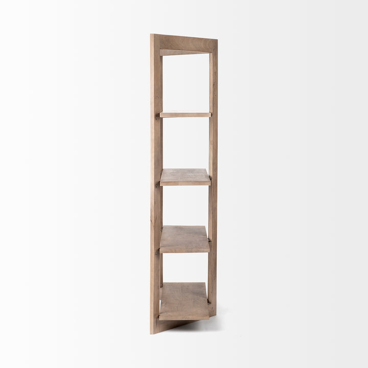 Turnbull I Light Brown Wood Four Shelf Shelving Unit Living Room Mercana