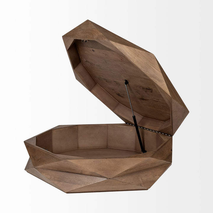 Arreto Hexagonal Hinged Solid Wood Top and Base Coffee Table Living Room Mercana