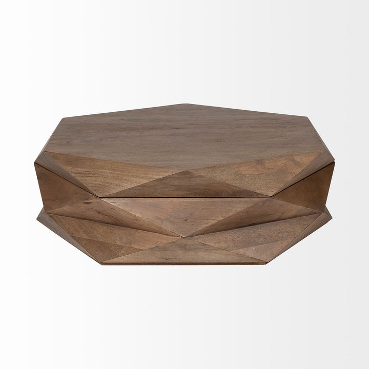 Arreto Hexagonal Hinged Solid Wood Top and Base Coffee Table Living Room Mercana