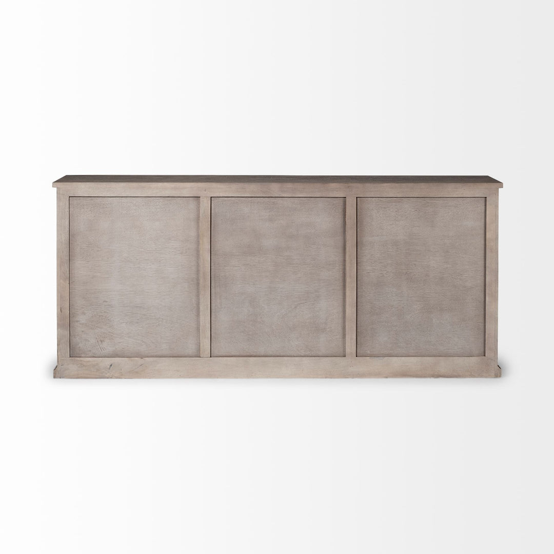 Braxton III 81.5x18.5 Natural Brown Solid Wood 3 Drawer 6 Door Sideboard Dining Room Mercana