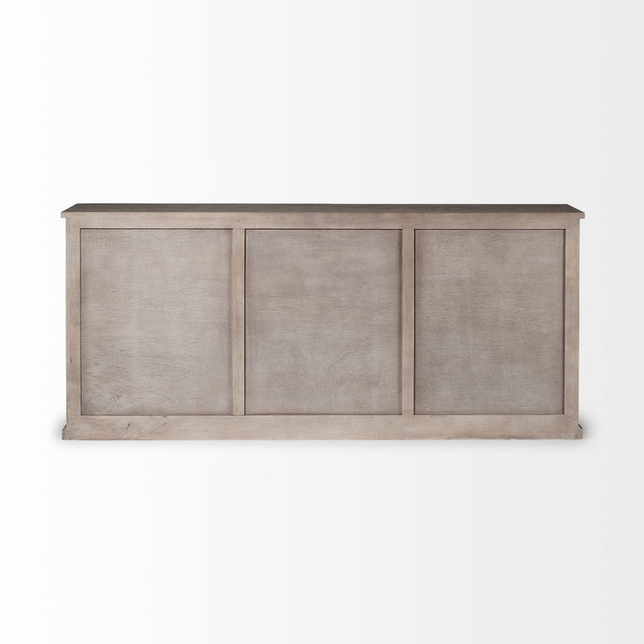 Braxton III 81.5x18.5 Natural Brown Solid Wood 3 Drawer 6 Door Sideboard Dining Room Mercana
