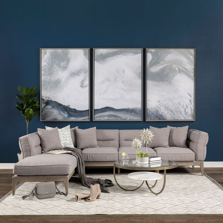 Reinhardt 36" Round Glass Top Marble Shelf Gold Metal Base Coffee Table Living Room Mercana
