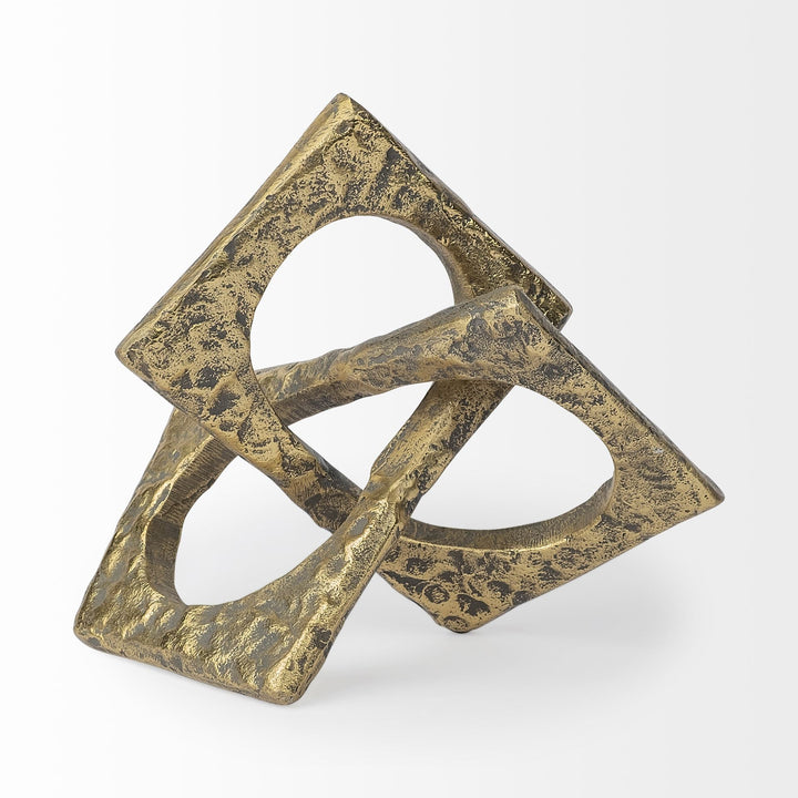 Delaunay I (Large) 10L X9W Gold Hammered Metal Interlinked Patterned Decor Mercana