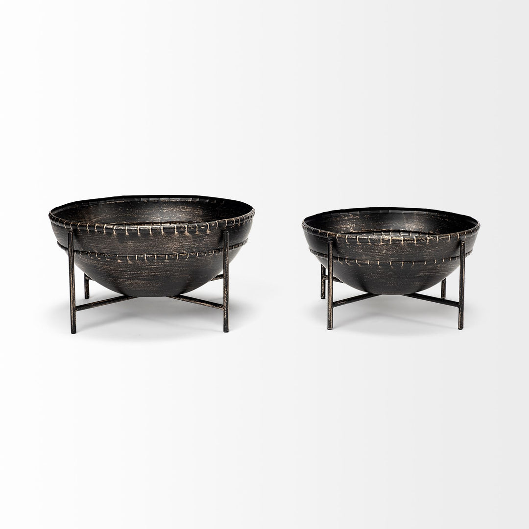 Cauldron (Set of 2) Brown Metal Bowls Decor Mercana
