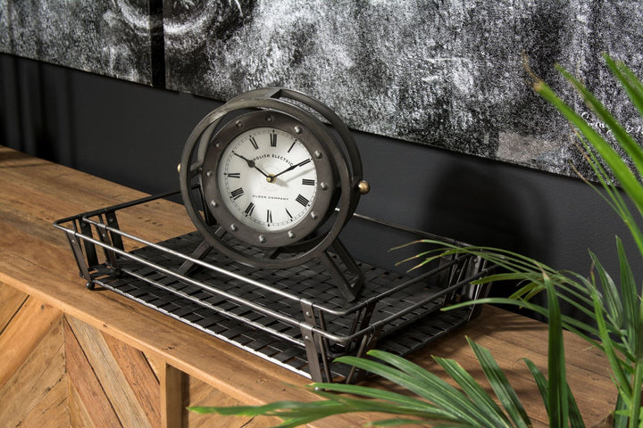 Gaston Gray Metal Circular Table Clock Decor Mercana