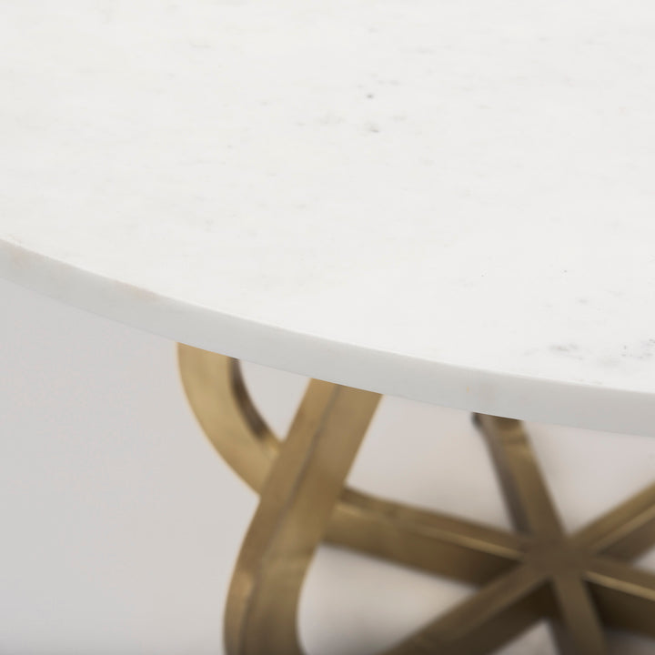 Laurent 48" Marble Top Gold Metal Base Dining Table Dining Room Mercana