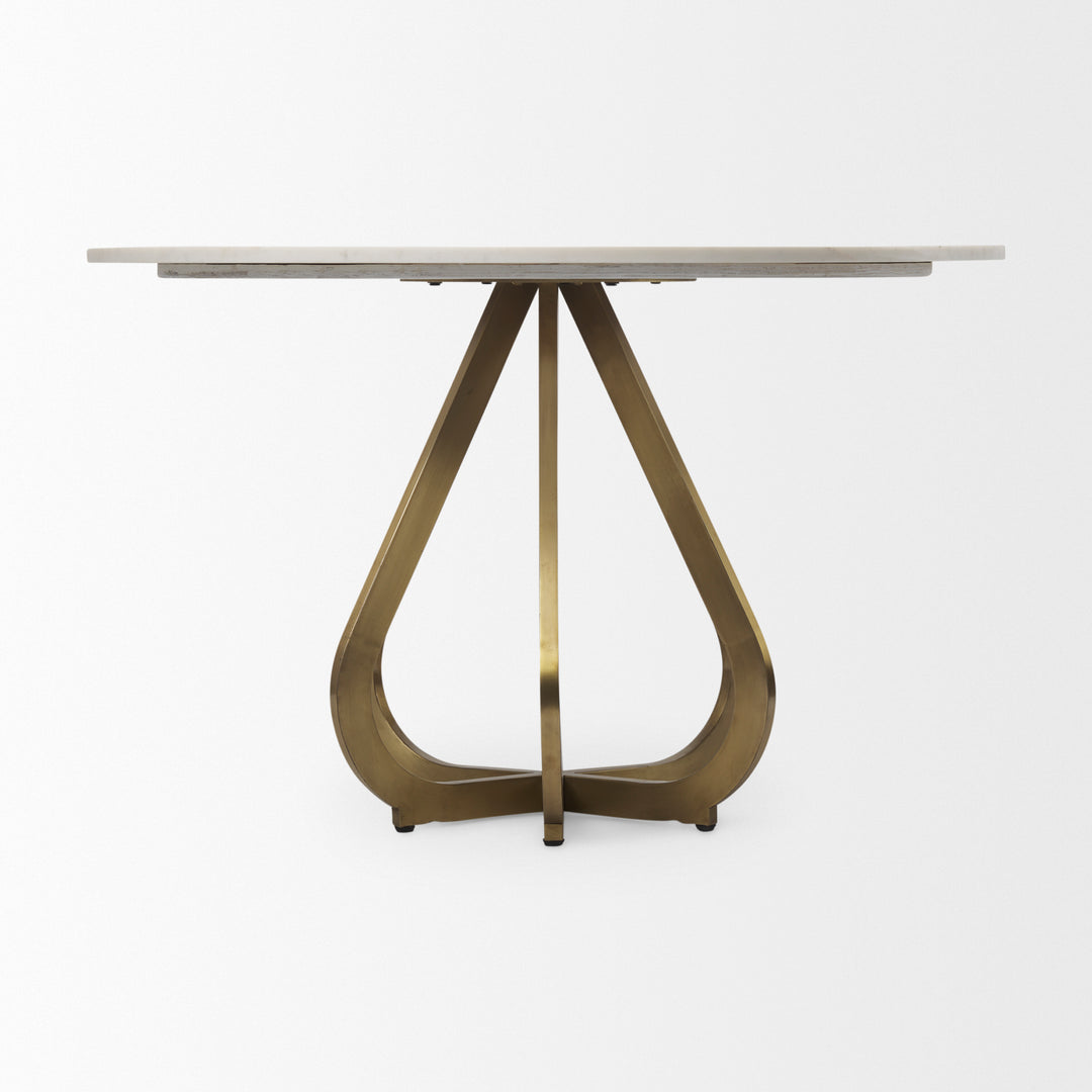 Laurent 48" Marble Top Gold Metal Base Dining Table Dining Room Mercana