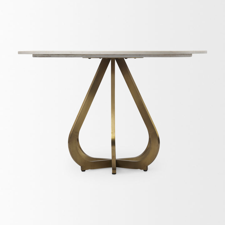 Laurent 48" Marble Top Gold Metal Base Dining Table Dining Room Mercana