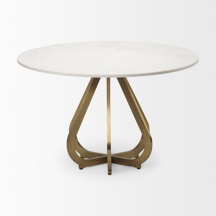 Laurent 48" Marble Top Gold Metal Base Dining Table Dining Room Mercana