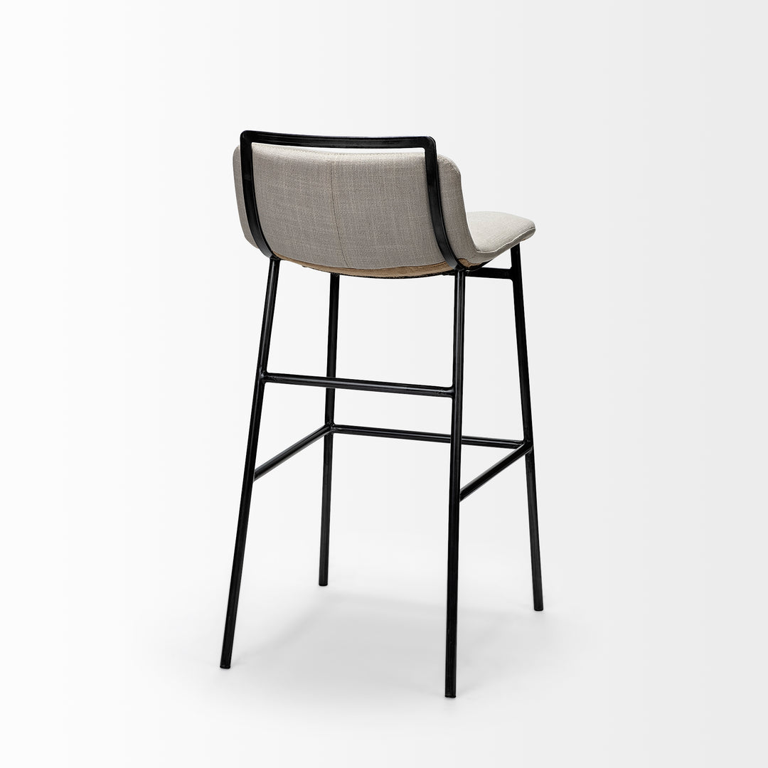Kavalan 33.5" Total Height Beige Upholstered Seat Gray Metal Frame Counter Stool Dining Room Mercana