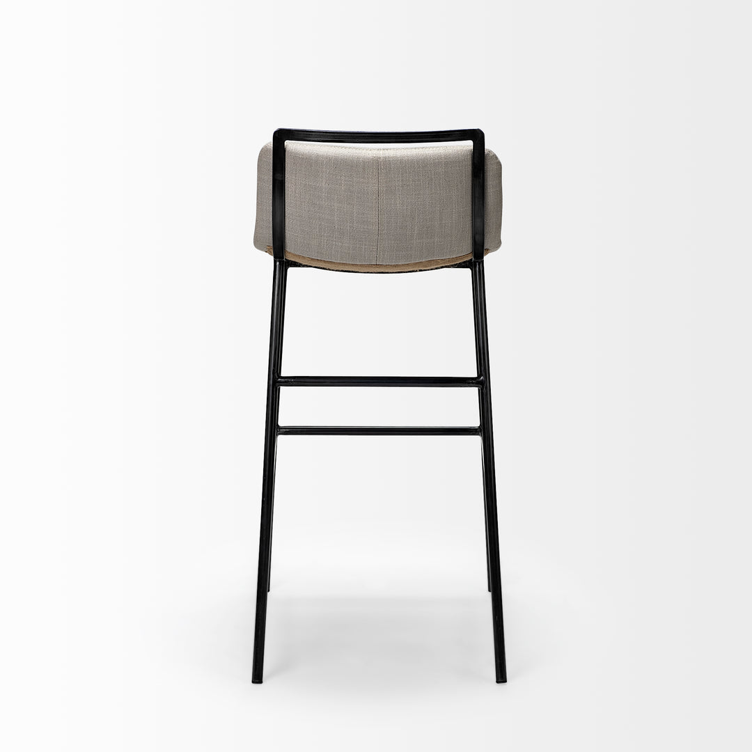 Kavalan 33.5" Total Height Beige Upholstered Seat Gray Metal Frame Counter Stool Dining Room Mercana