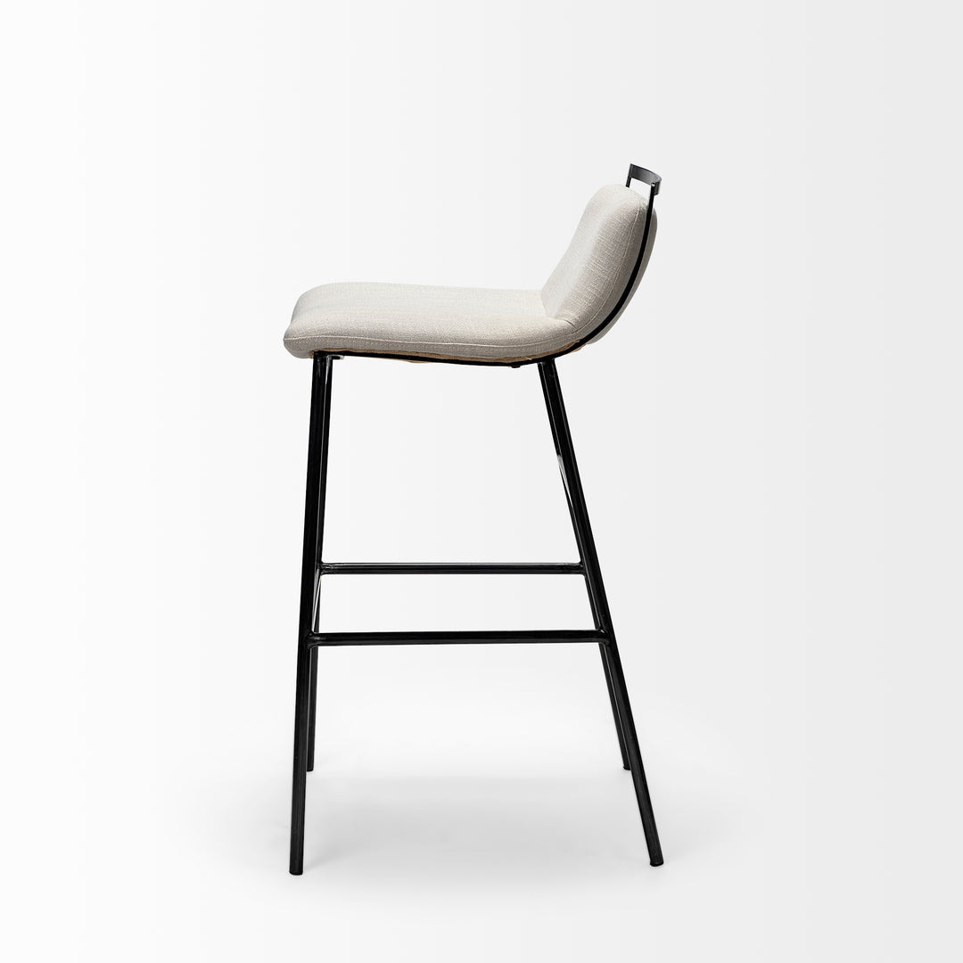 Kavalan 33.5" Total Height Beige Upholstered Seat Gray Metal Frame Counter Stool Dining Room Mercana