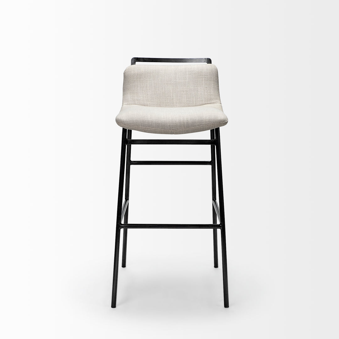 Kavalan 33.5" Total Height Beige Upholstered Seat Gray Metal Frame Counter Stool Dining Room Mercana