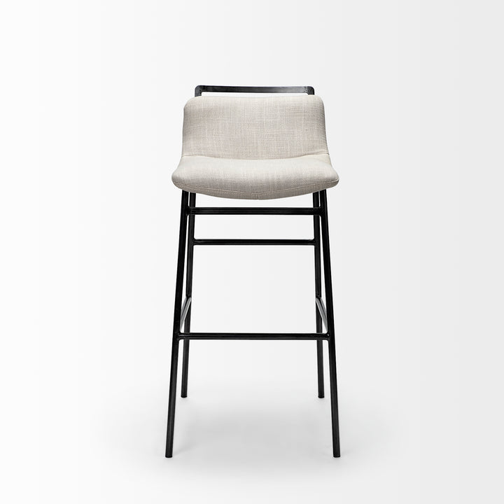 Kavalan 33.5" Total Height Beige Upholstered Seat Gray Metal Frame Counter Stool Dining Room Mercana