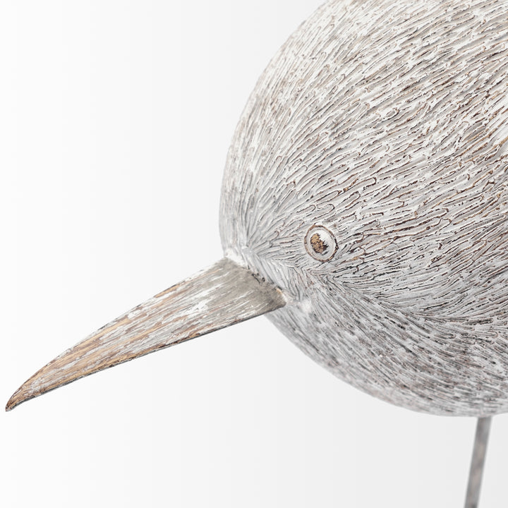Snipe II 6L x 6W Off-White Resin Bird Ornament W/ Metal Feet Decor Mercana