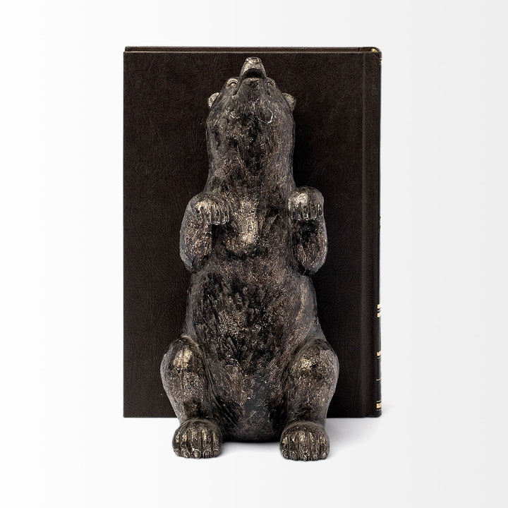 Sleuth (Set of 2) 9L x 8W Grizzly Bear Bookends Decor Mercana