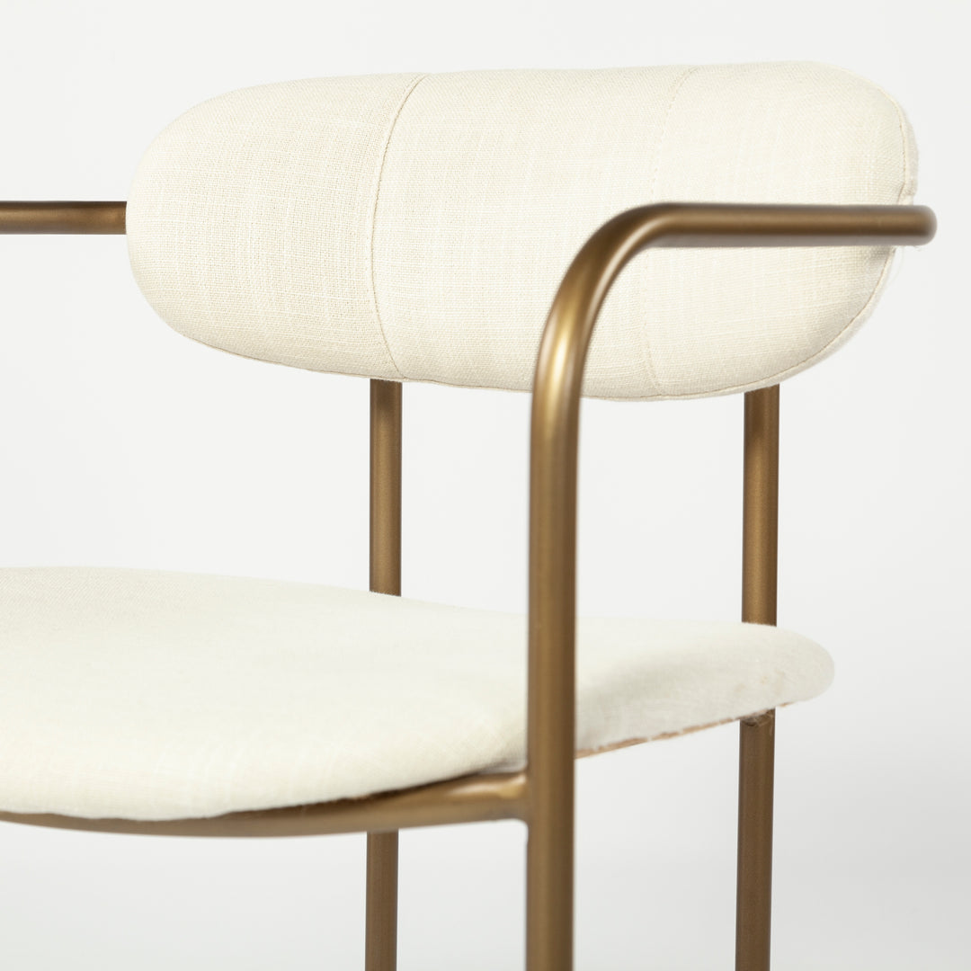 Parker I Cream Fabric Seat Gold Metal Frame Dining Chair Living Room Mercana