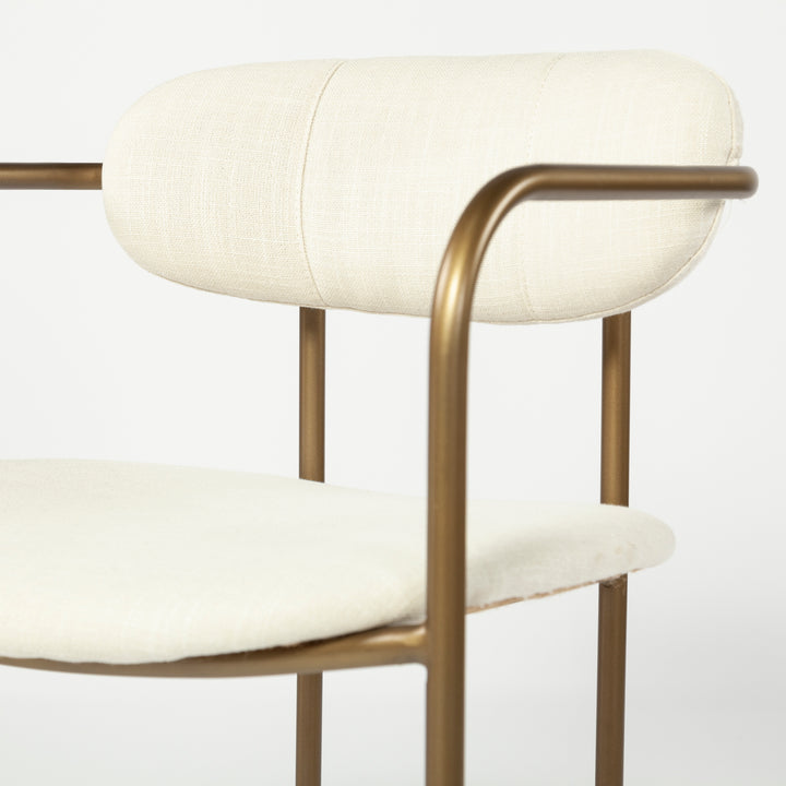 Parker I Cream Fabric Seat Gold Metal Frame Dining Chair Living Room Mercana