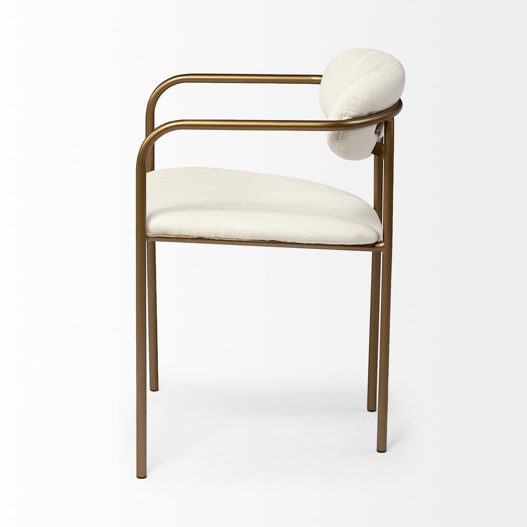 Parker I Cream Fabric Seat Gold Metal Frame Dining Chair Living Room Mercana