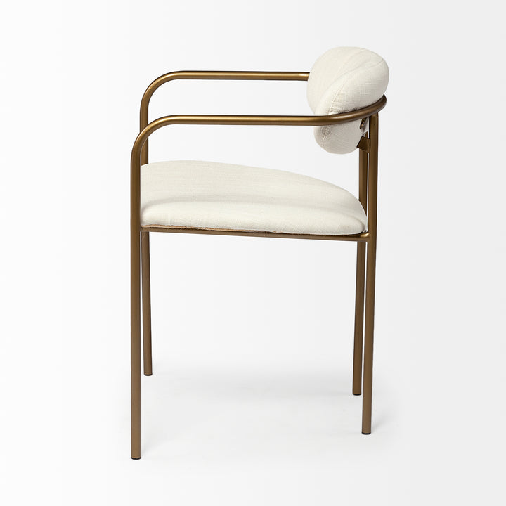 Parker I Cream Fabric Seat Gold Metal Frame Dining Chair Living Room Mercana