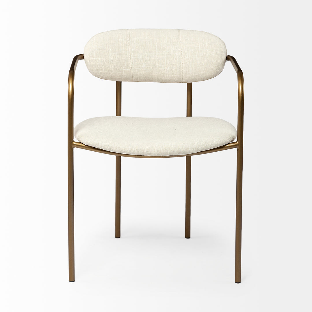 Parker I Cream Fabric Seat Gold Metal Frame Dining Chair Living Room Mercana