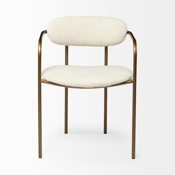 Parker I Cream Fabric Seat Gold Metal Frame Dining Chair Living Room Mercana