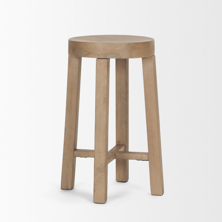 Brahma 26" Total Height White Washed Wood Stool Dining Room Mercana