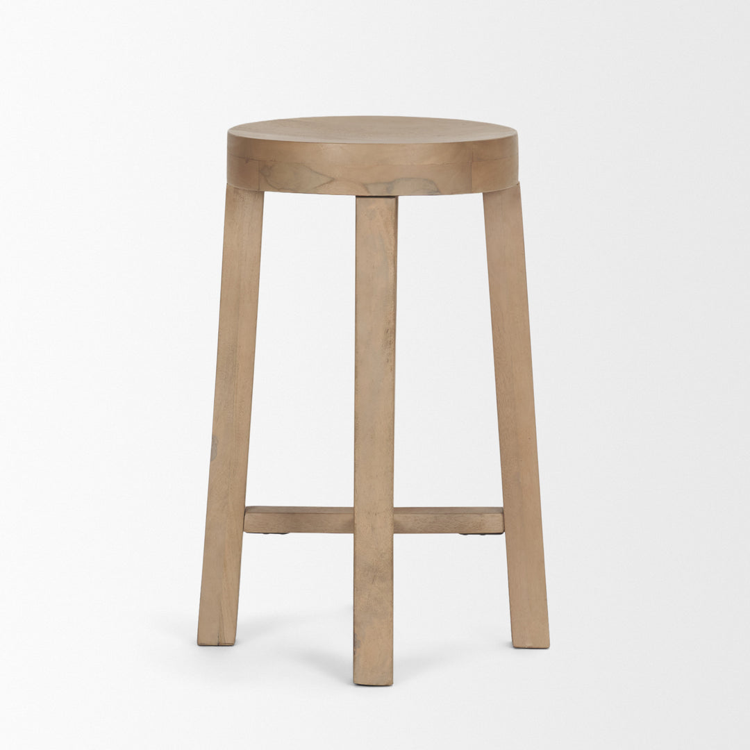 Brahma 26" Total Height White Washed Wood Stool Dining Room Mercana