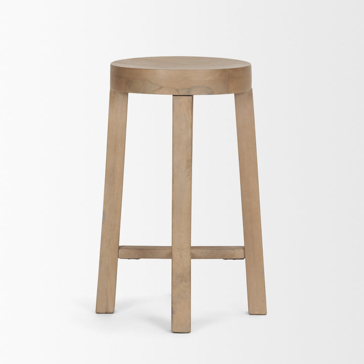 Brahma 26" Total Height White Washed Wood Stool Dining Room Mercana