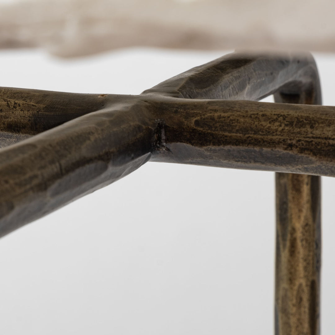 Pinera III 49L x 17W White Marble Top Gold-Toned Iron Base Console Table Dining Room Mercana