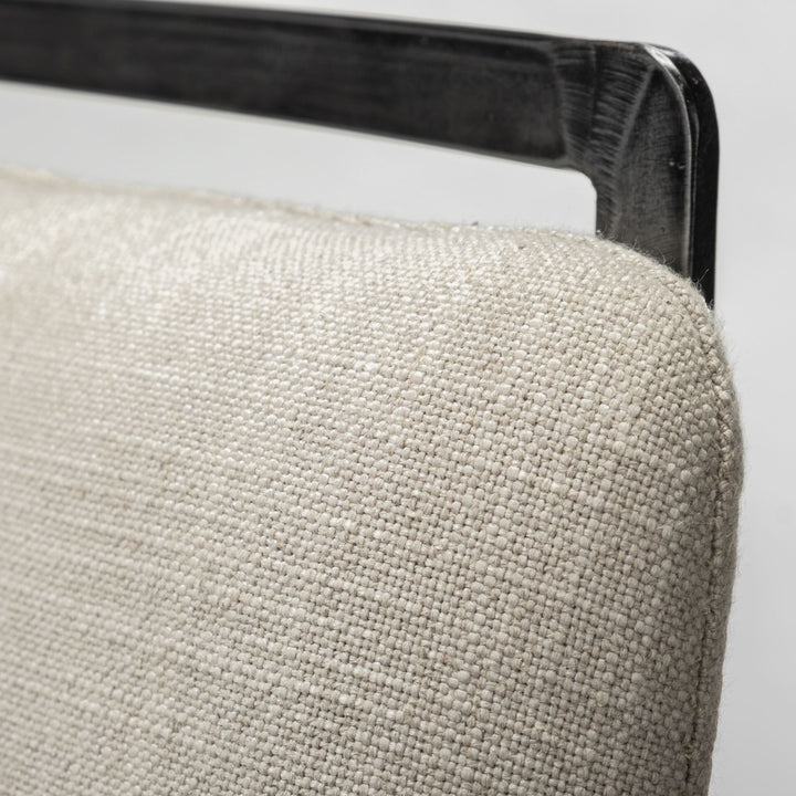 Kavalan 37.5" Total Height Beige Upholstered Seat Gray Metal Frame Bar Stool Dining Room Mercana
