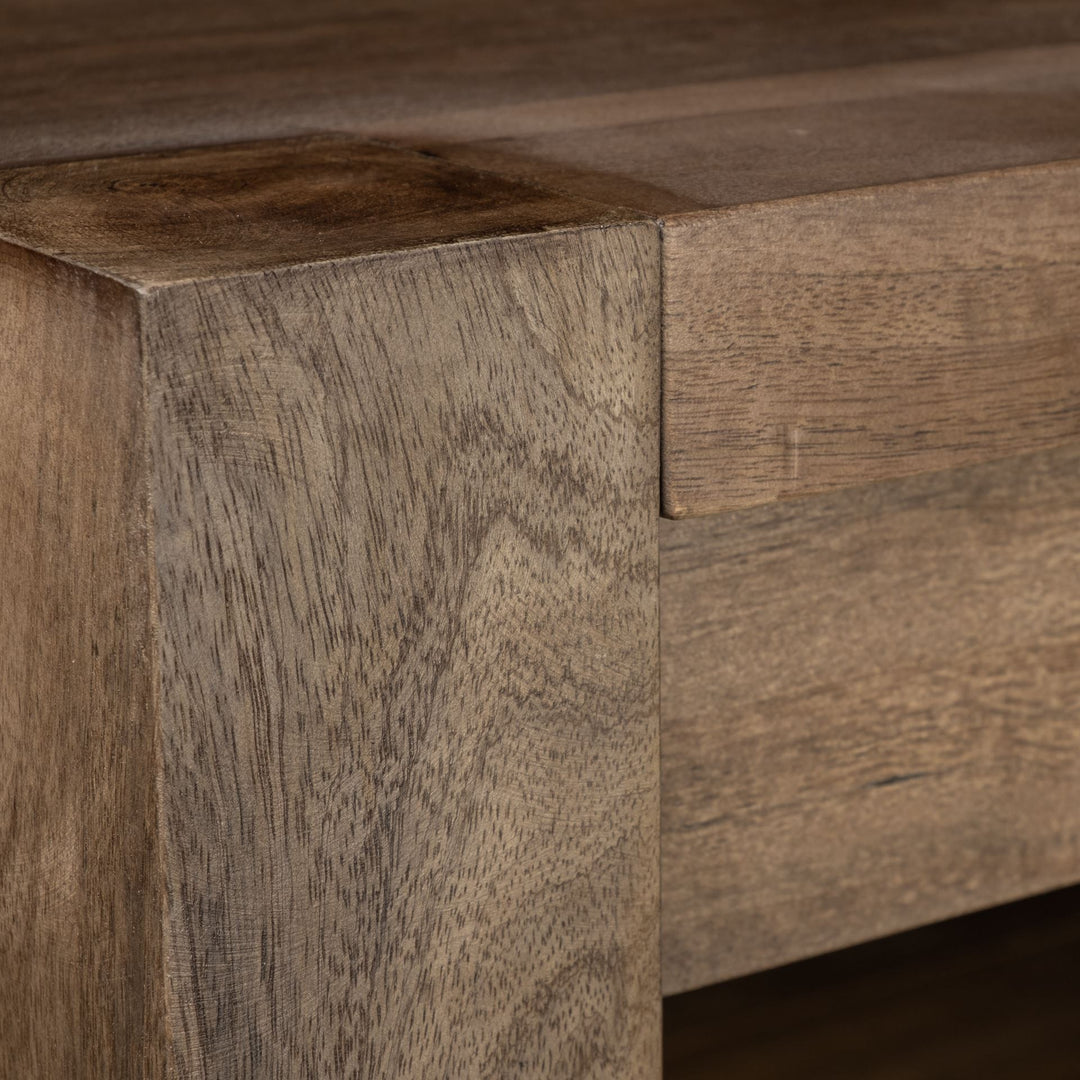 Emeril Brown Solid Wood Two-Tier Smooth Counter Top Kitchen Island Dining Room Mercana
