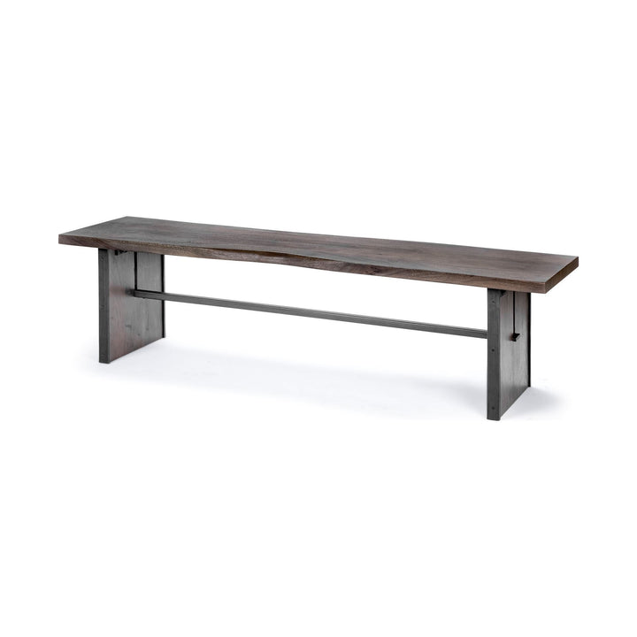 Ledger I 70L x 17W Brown Live-Edge Wooden Dining Bench Dining Room Mercana